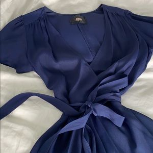 REFORMATION BLUE SHORT SLEEVE MINI DRESS